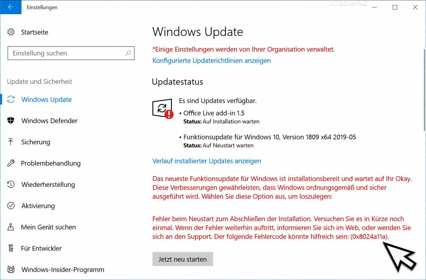 0x8024a11a Fehlercode beim Windows Update