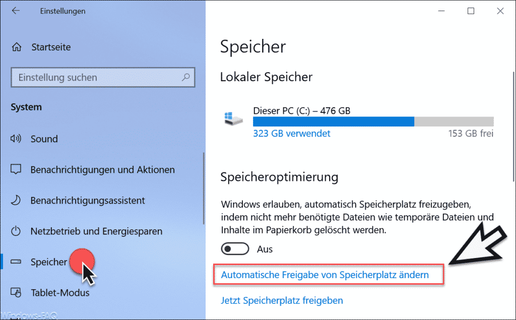 Automatische Freigabe von Speicherplatz bei Windows 10 - Windows FAQ
