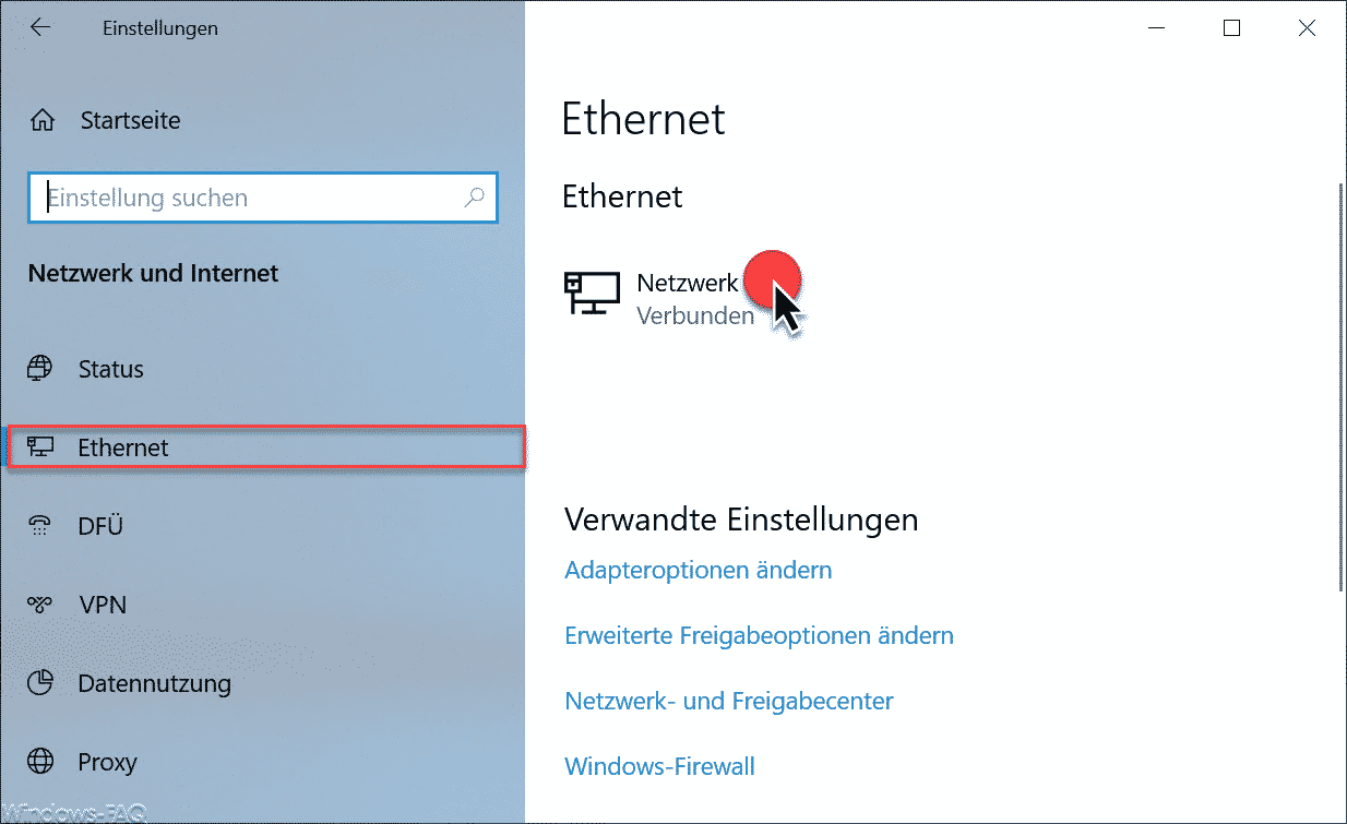 Ethernet Netzwerkeigenschaften Windows 10
