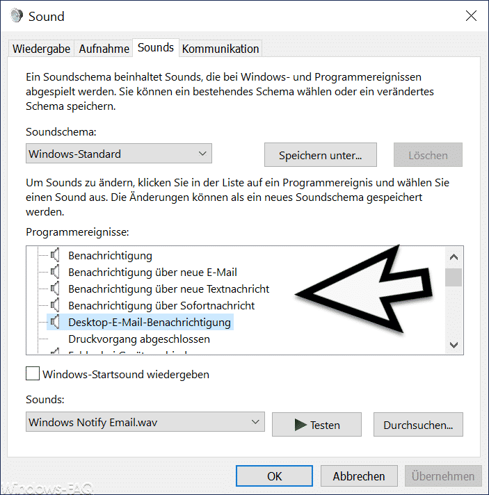 Benachrichtigungs Sounds unter Windows 10 ändern