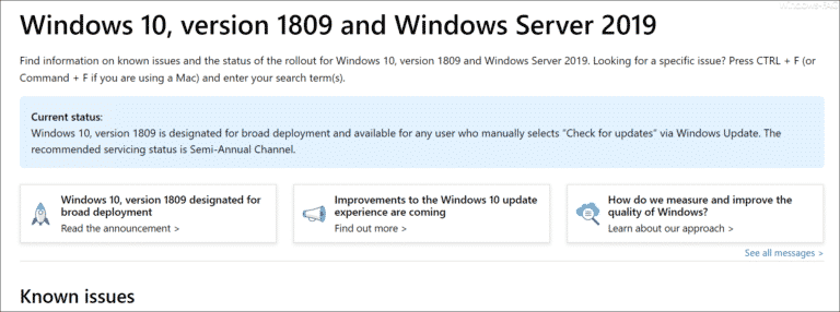 Microsoft Webseite informiert über bekannte Fehler von Windows 7, 8.1 und 10