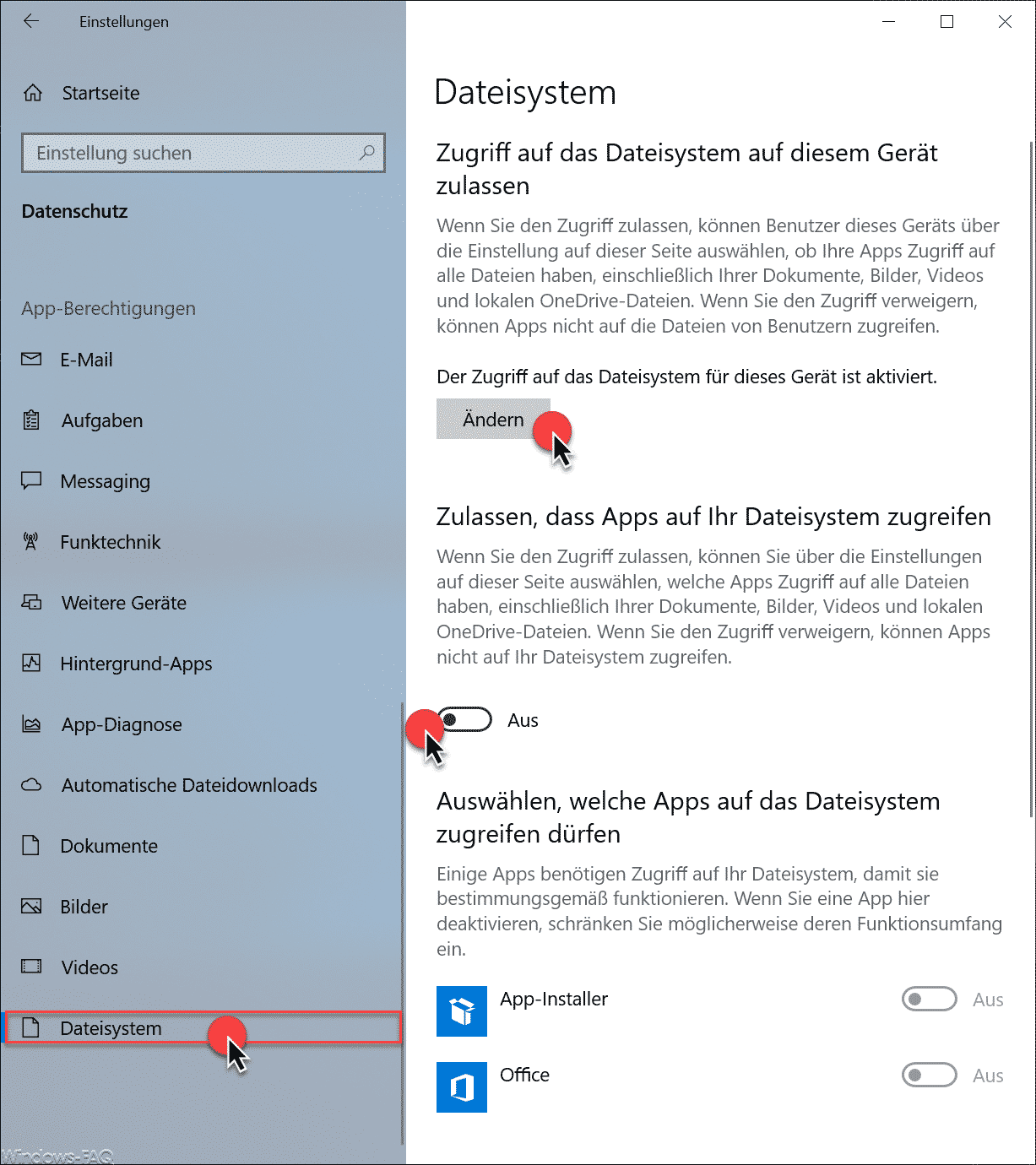 Zugriff auf das Dateisystem verhindern bei Windows 10 Apps