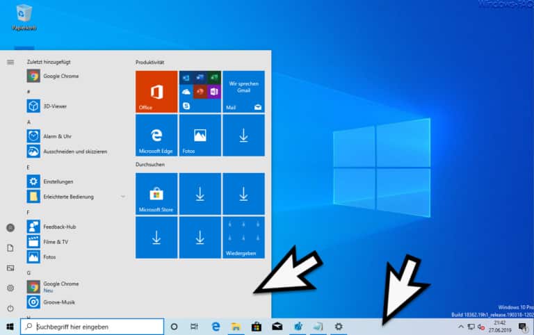 Heller Modus bei Windows 10 (helles Startmenü und Taskleiste)