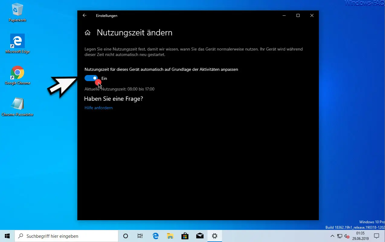 Nutzungszeit für dieses Gerät automatisch auf Grundlage der Aktivitäten anpassen
