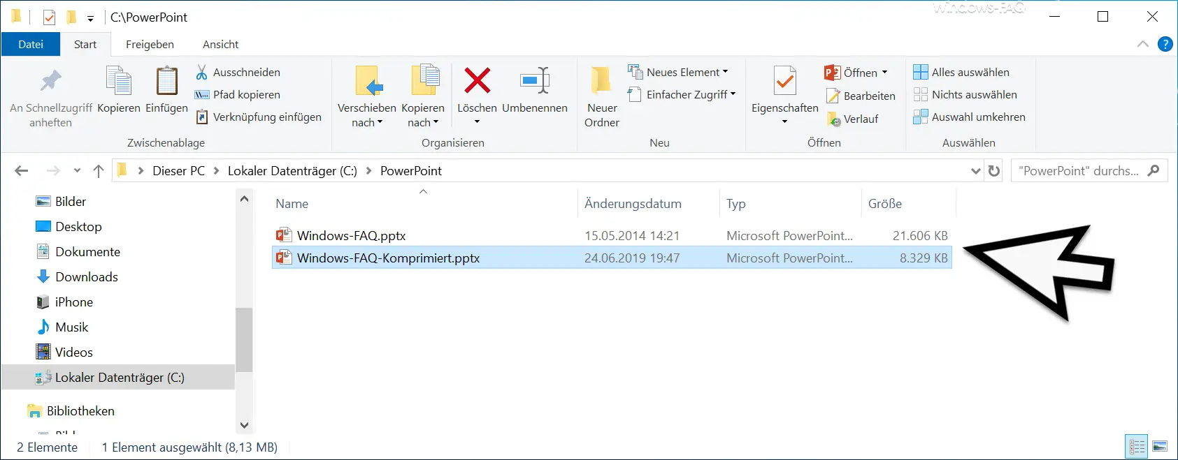 PowerPoint Datei komprimiert