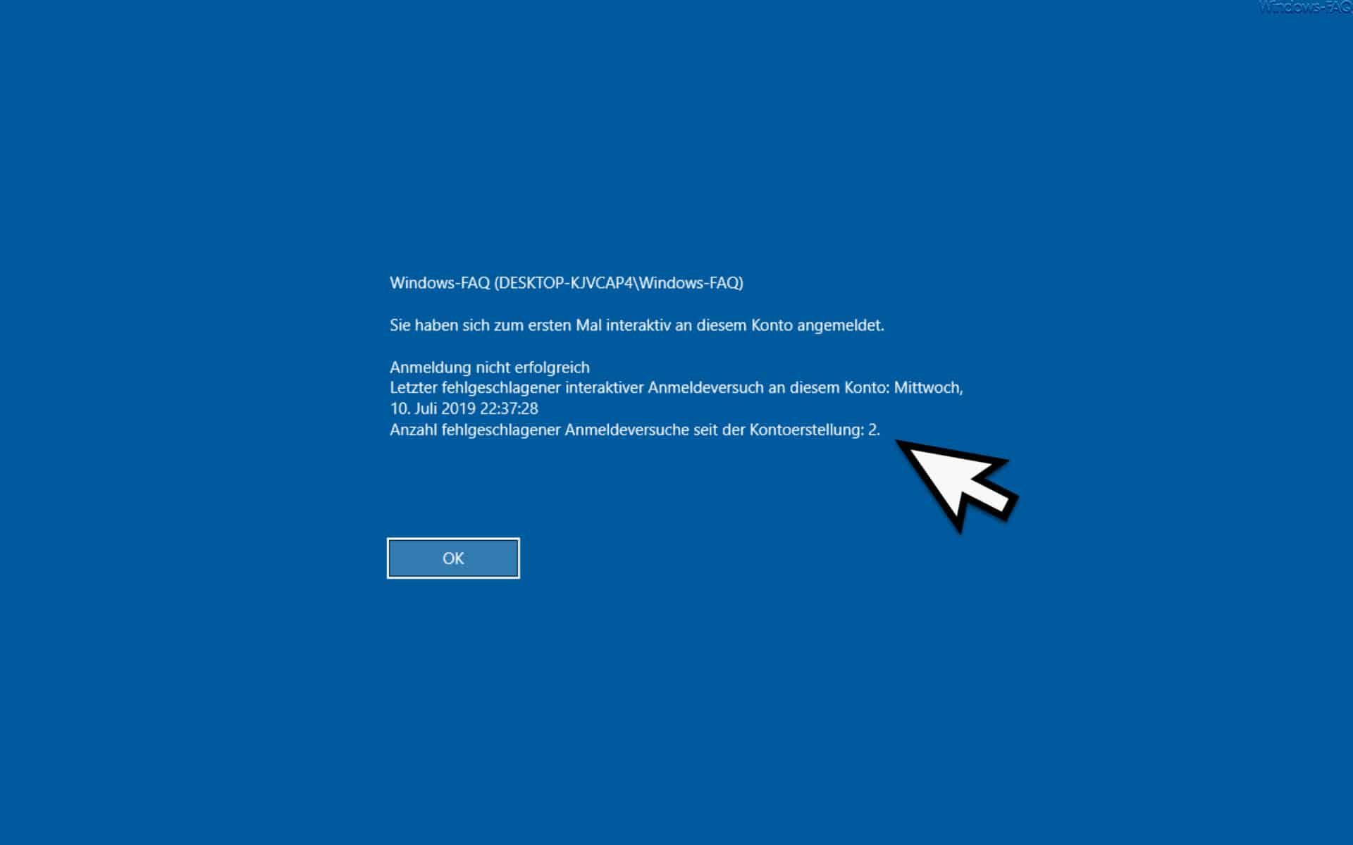 Anzahl fehlgeschlagener Anmeldungen am Windows PC anzeigen lassen