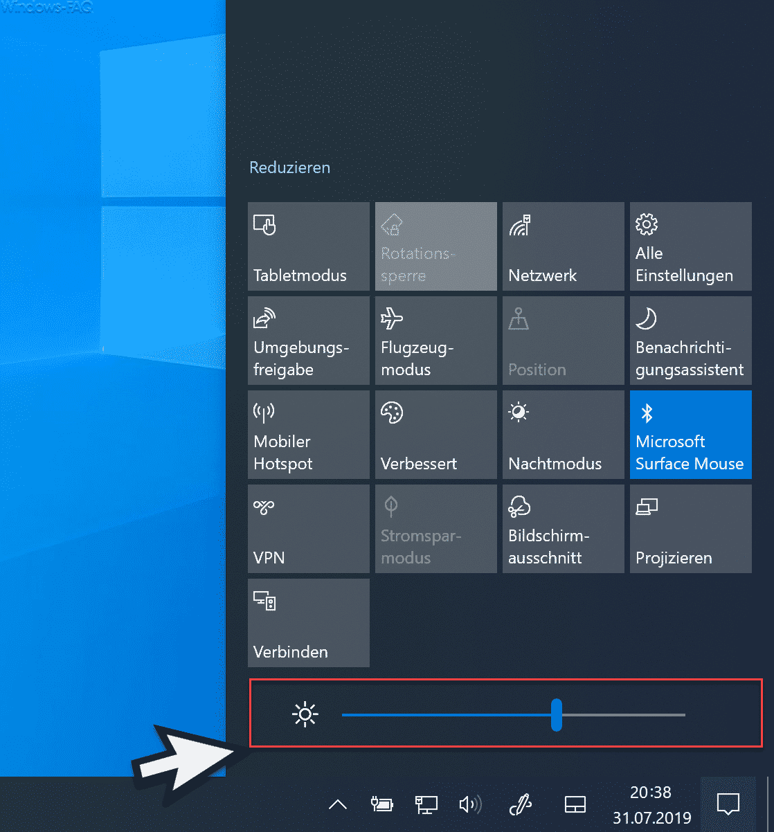 Helligkeit Windows 10 Benachrichtigungsfenster