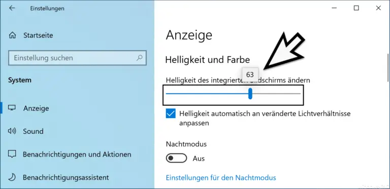 Helligkeit des Bildschirms bei Windows 10 einstellen
