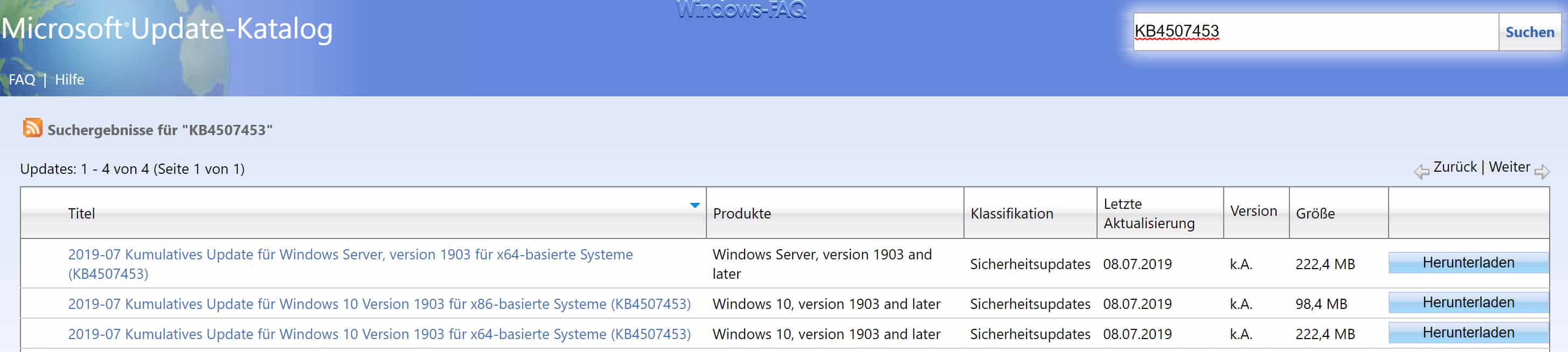 Download Update KB4507453 für Windows 10 Version 1903 Build 18362.239