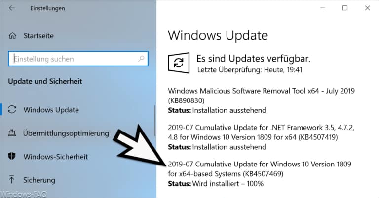 Update KB4507469 für Windows 10 Version 1809 Build 17763.615 zum Downloaden