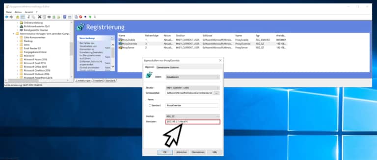 Proxyserver für lokale Adressen umgehen per Registry Key aktivieren
