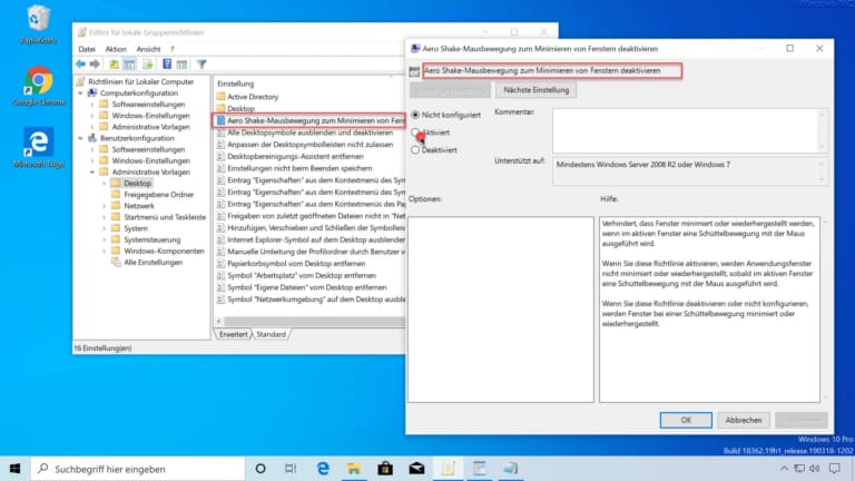 Wie funktioniert Aero Shake bei Windows 10 und wie kann es deaktiviert werden?