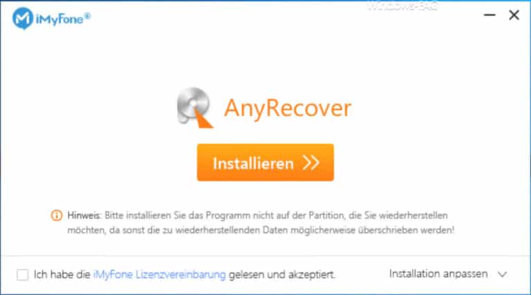 Wiederherstellung verlorener oder formatierter Partitionen mit AnyRecover