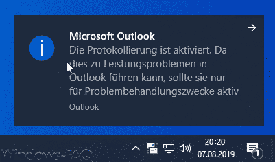 Outlook Protokollierung und Erstellung von Logfiles aktivieren