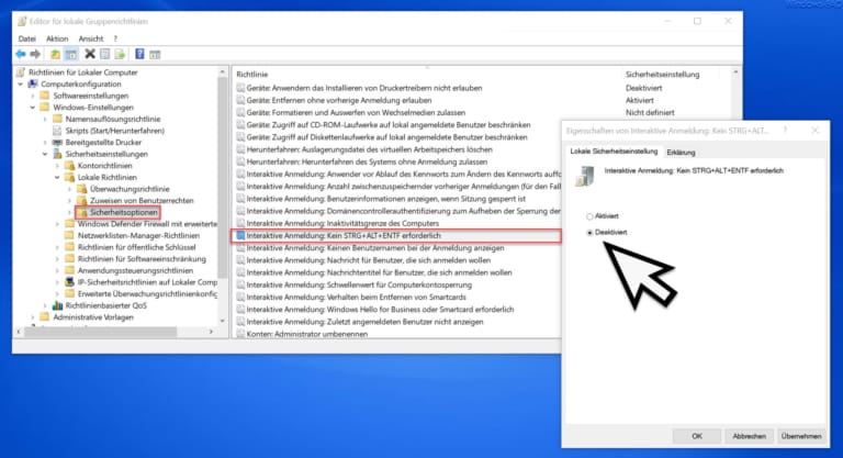 Sichere Windows Anmeldung per STRG + ALT + ENTF bei Windows per GPO erzwingen