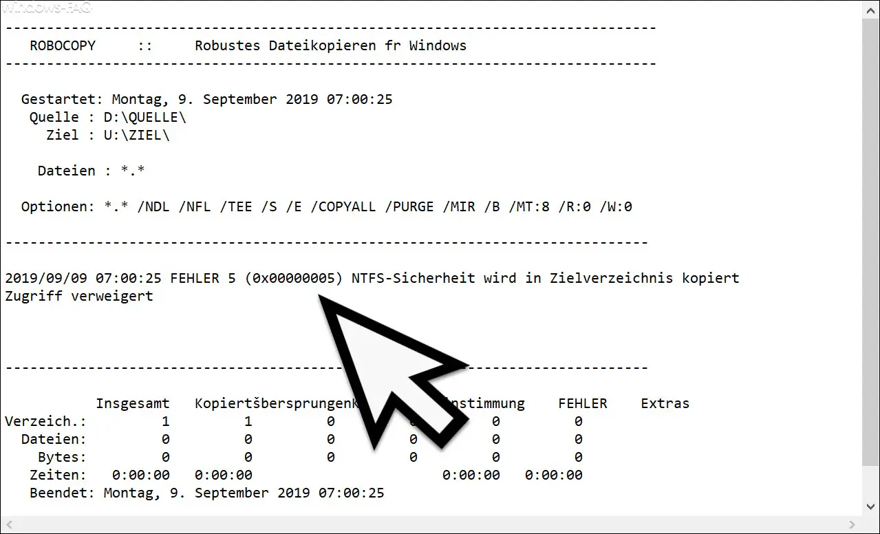 Robocopy Fehlercode 0x00000005 (Fehler 5)