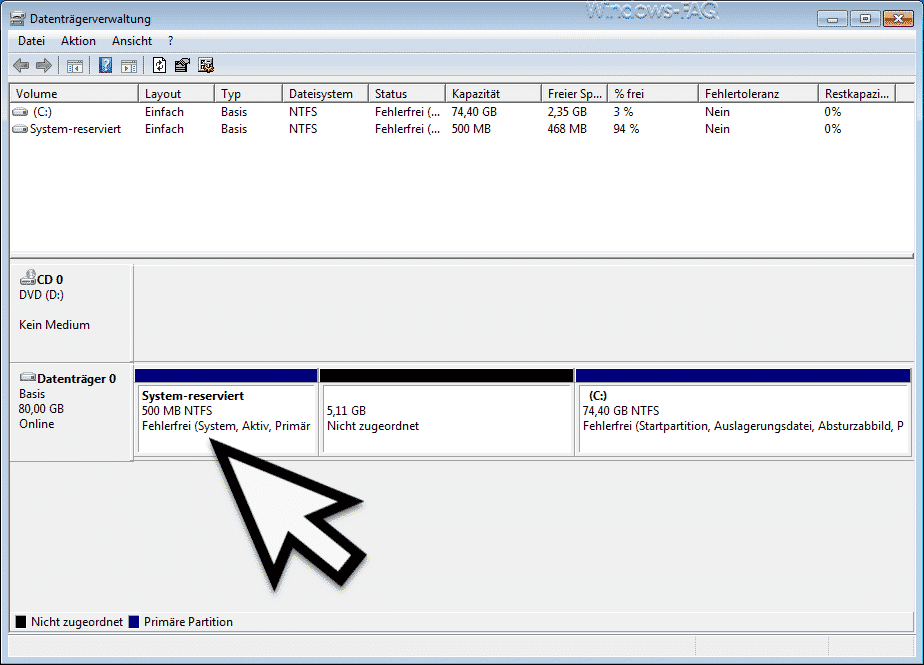 Vergrößerte Windows System-Reserviert Partition