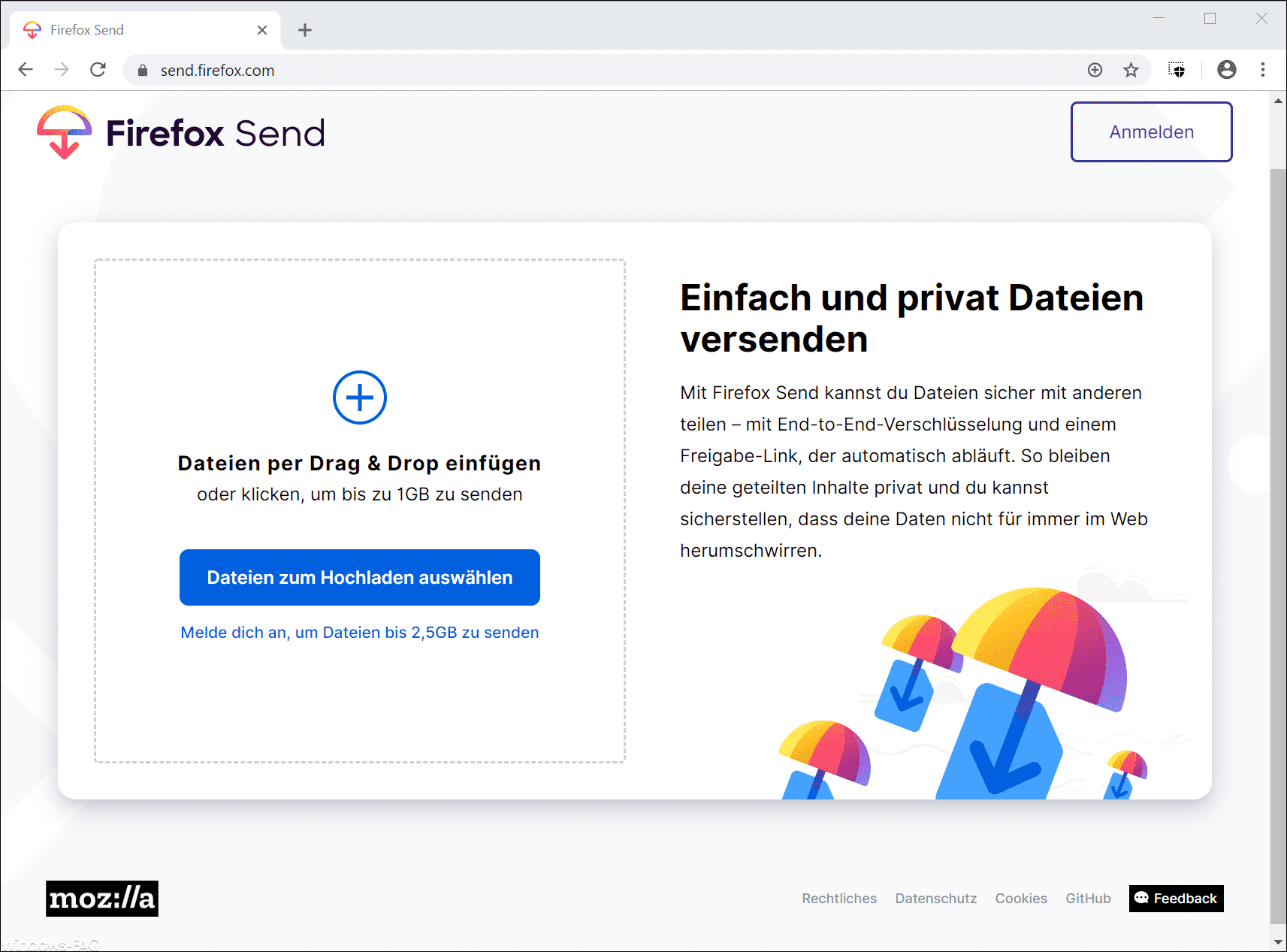 Firefox Send Dateien verschicken