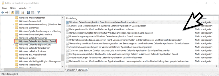 Windows Defender Application Guard per Gruppenrichtlinie konfigurieren