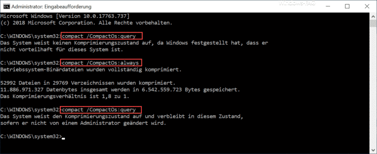 Windows Systemkomprimierung per „Compact“ Befehl aktivieren