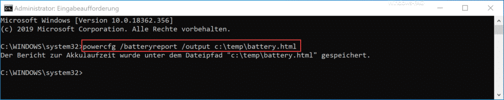 powercfg batteryreport