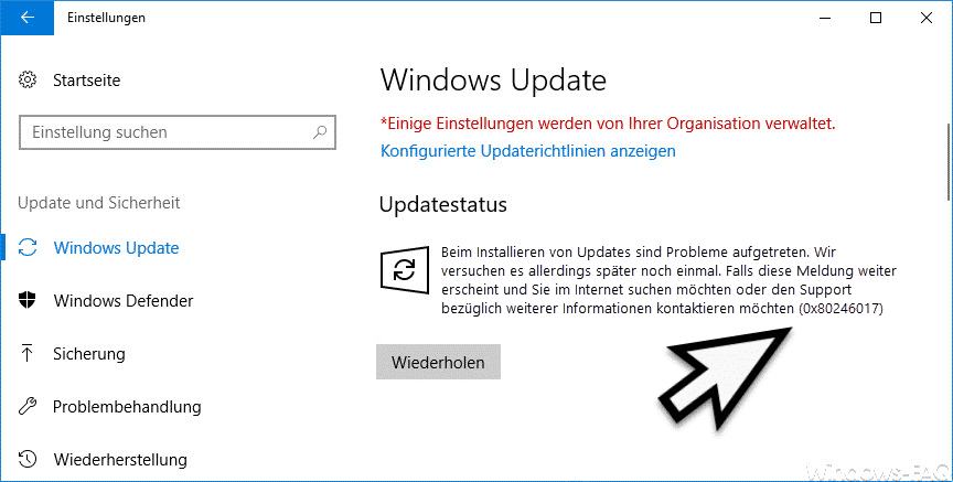 Fehlercode 0x80246017 beim Windows Update