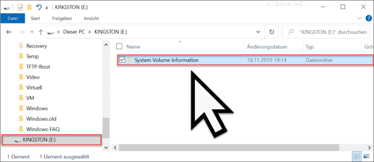 Automatische Erstellung des Ordners „System Volume Information“ auf USB-Sticks deaktivieren