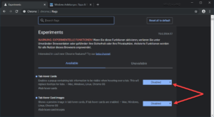 Tab Hover Cards (Vorschauinformation) im Chrome deaktivieren