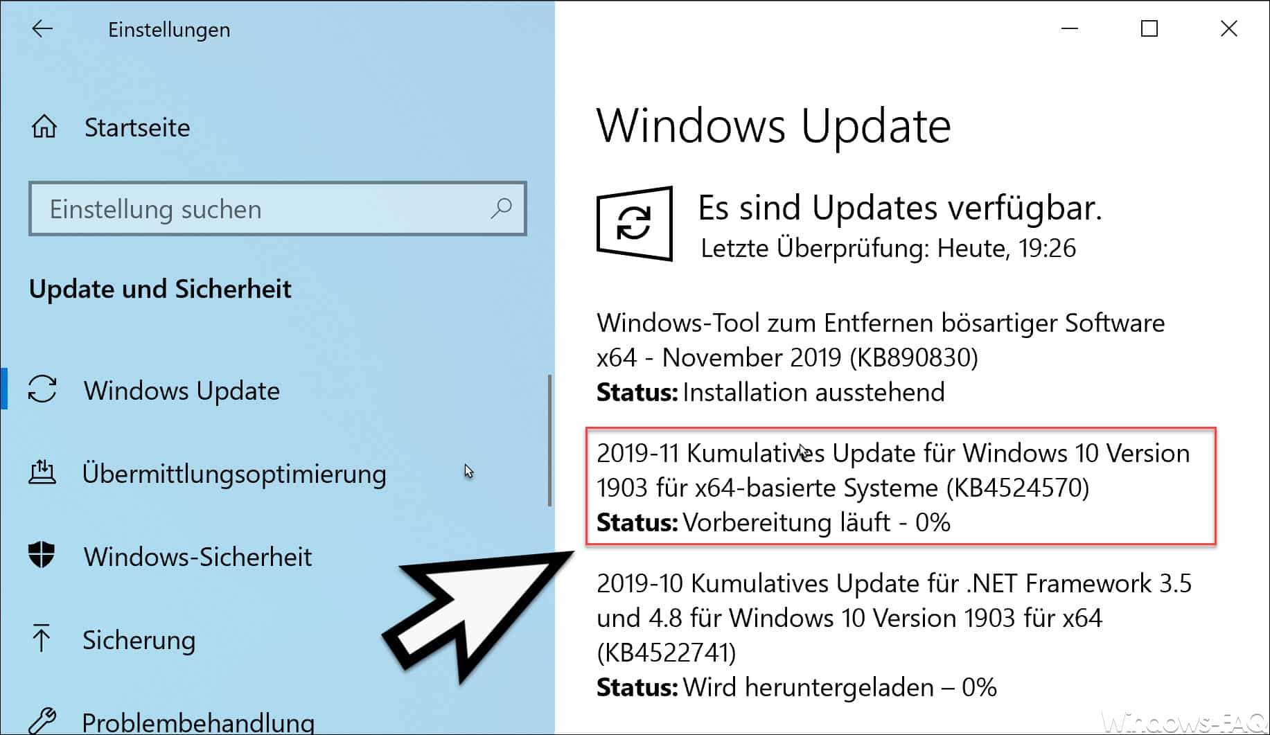 Update KB4524570 für Windows 10 Version 1903 und 1909 Build 18362.476 und 18363.476