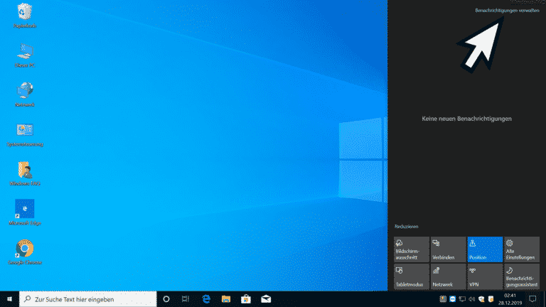 Windows Benachrichtigungen schnell aufrufen durch neue Funktion bei Windows 10 1909