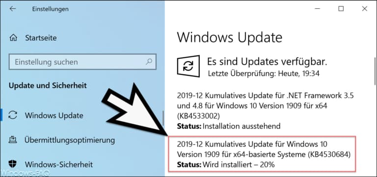 Update KB4530684 für Windows 10 Version 1909 und 1903 erschienen (18362.535 und 18363.535)