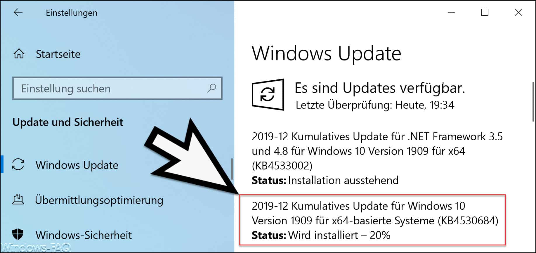 Update KB4530684 für Windows 10 Version 1909 und 1903 erschienen (18362.535 und 18363.535)