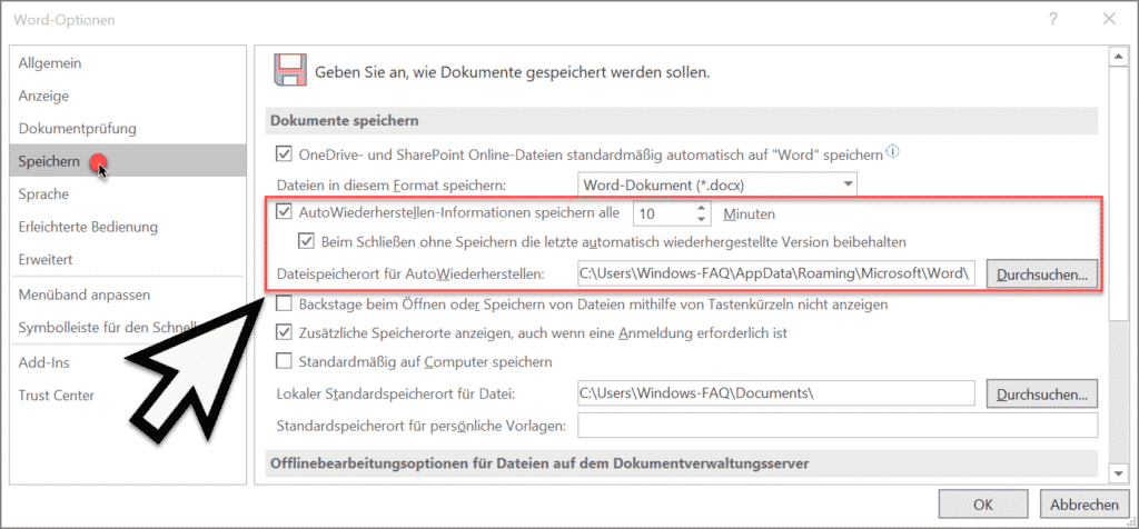 Word AutoWiederherstellen