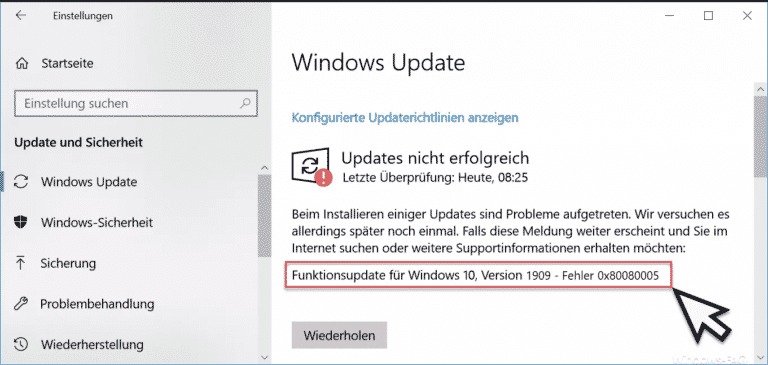 0x80080005 Windows Update Fehlercode