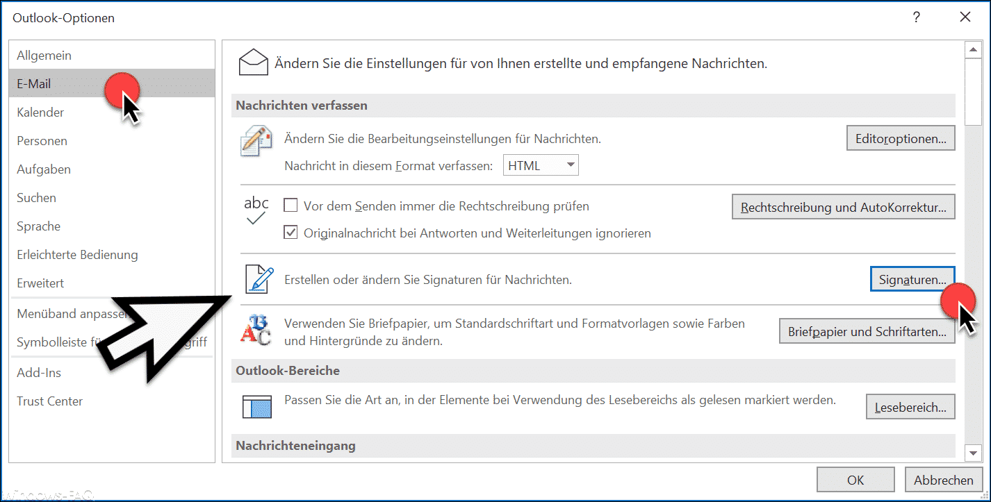 E Mail Signatur Im Outlook Anlegen E Mail Outlook Signatur Windows Faq