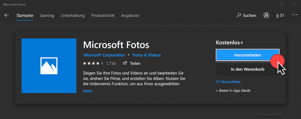 Microsoft Fotos aus Microsoft Store installieren