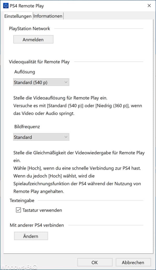 PS4 Remote Play Einstellungen Windows