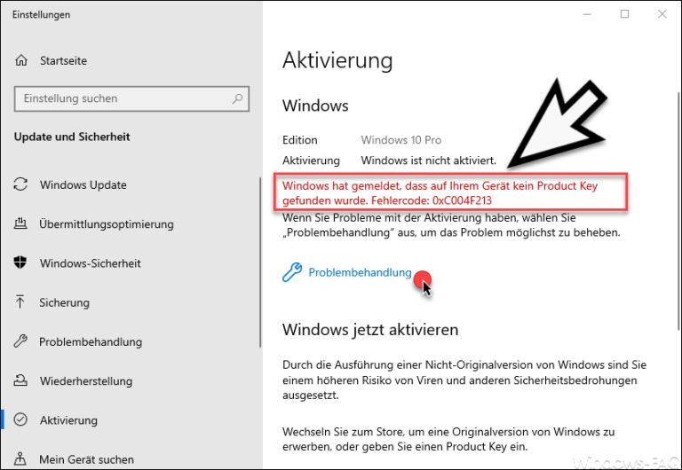 Windows Aktivierungsfehler Code 0xC004F213