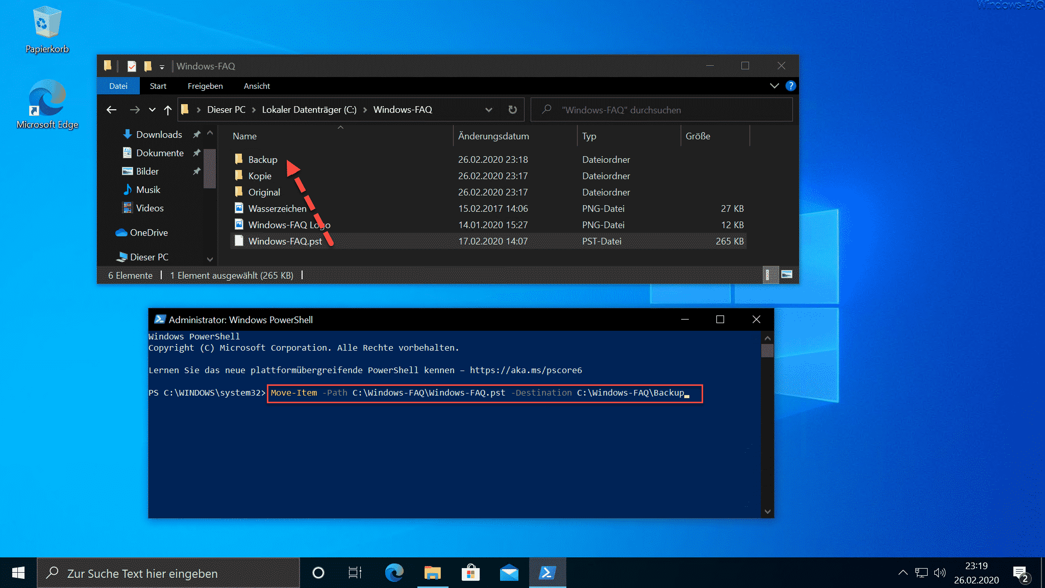 Verschieben von Ordnern und Dateien per PowerShell Befehl Move-Item