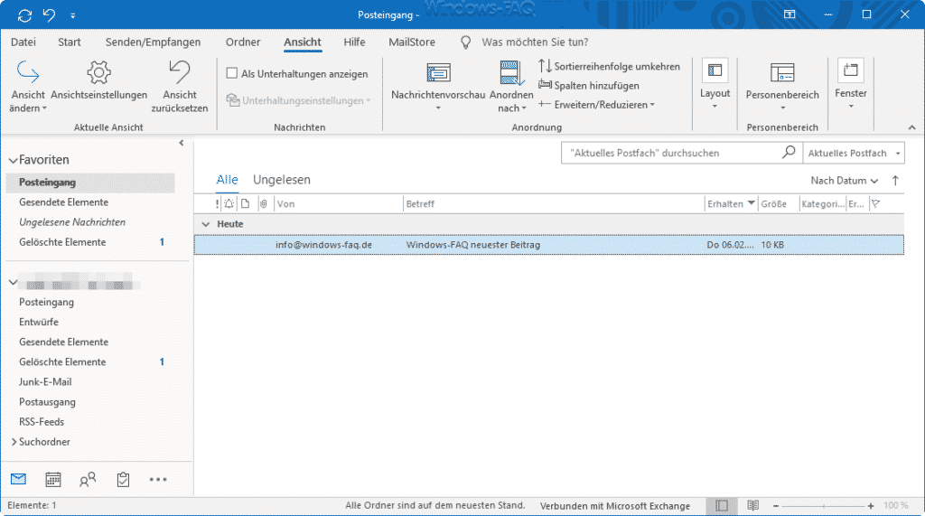 Outlook ohne Lesebereich