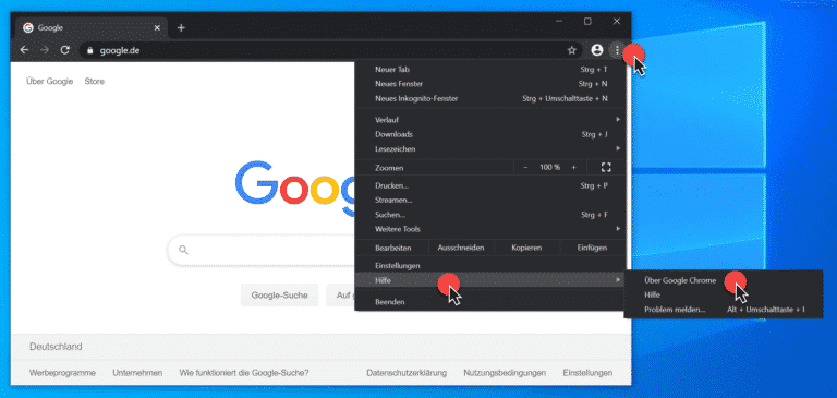 Google Chrome Update auf die neueste Version