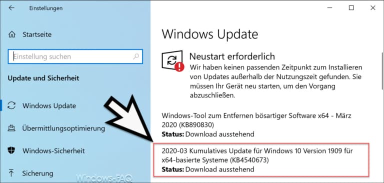 Download Update KB4540673 für Windows 10 Version 1903/1909 (18362.719 & 18363.719)