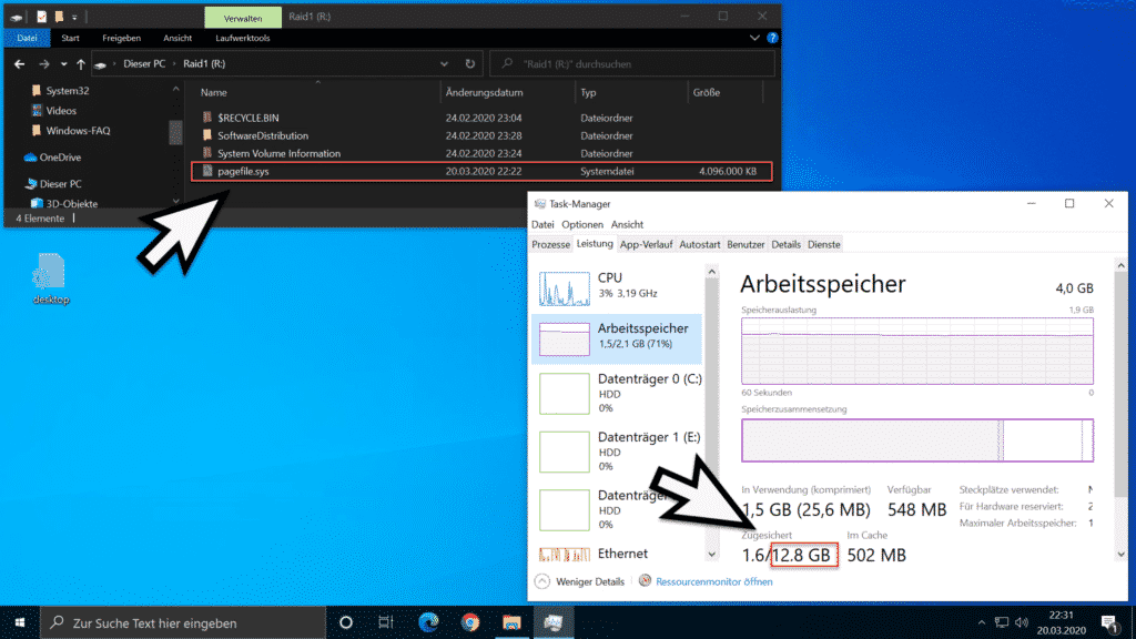 Pagefile.sys und Arbeitsspeicher