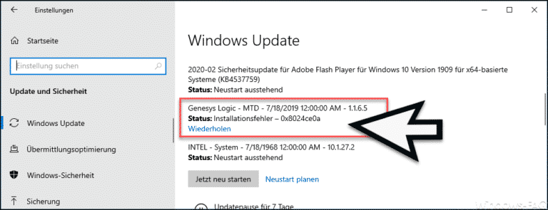 0x8024ce0a Updatefehler bei Windows
