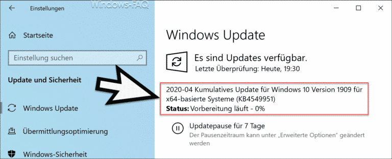 Download KB4549951 Update für Windows 10 1903 und 1909 (18362.778 & 18363.778)