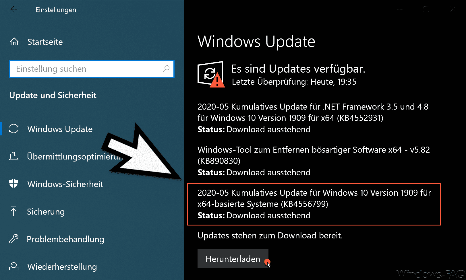 Download Update KB4556799 für Windows 10 Version 1903 und 1909 (18362.836 und 18363.836)