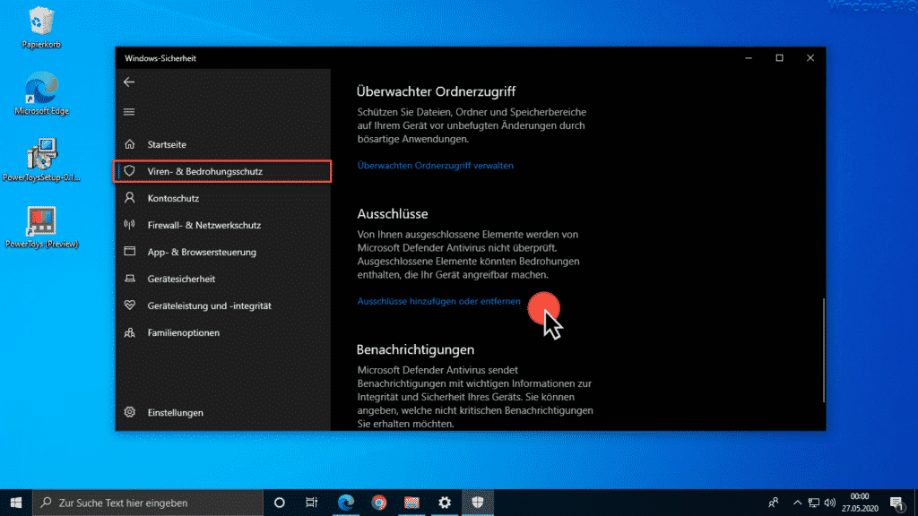 Windows Defender Ausschlüsse