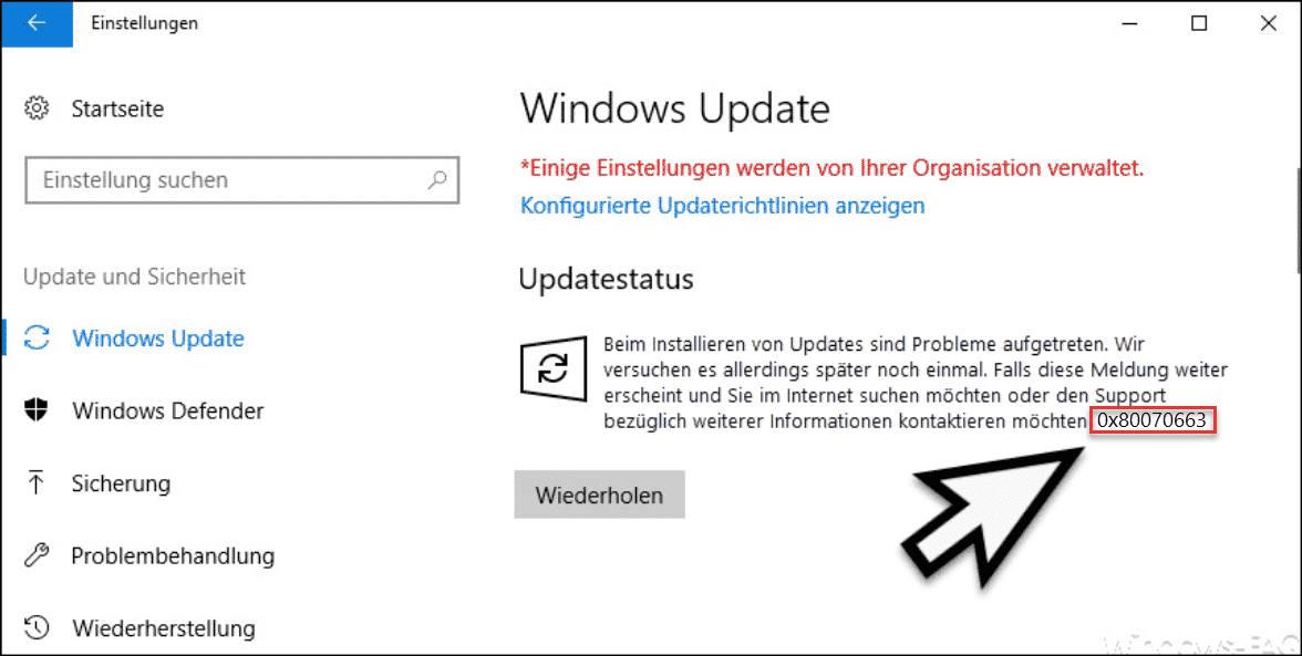 Windows Update Fehlercode 0x80070663