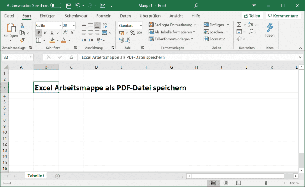 Excel Arbeitsmappe als PDF-Datei speichern
