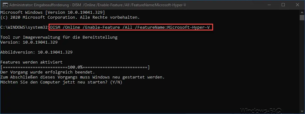 Hyper-V per DISM installieren